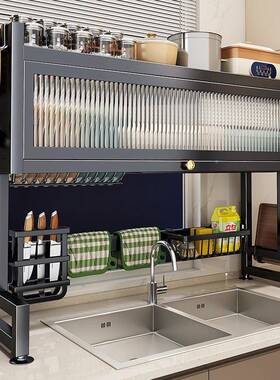 5Y纳AAWY1厨房水槽物架洗碗槽水池防尘碗柜面收餐具台多功能储置