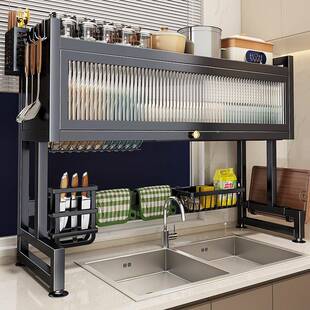 5Y纳AAWY1厨房水槽物架洗碗槽水池防尘碗柜面收餐具台多功能储置
