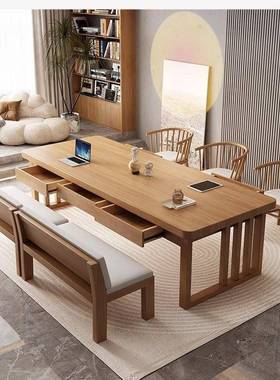 带去厅化实学木大长书桌抽屉家HKK用阅读桌习桌工客作台办公桌一