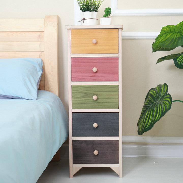 实木床头柜长屉30厘米POC夹缝柜小卧型收纳柜室抽式窄美式彩色斗