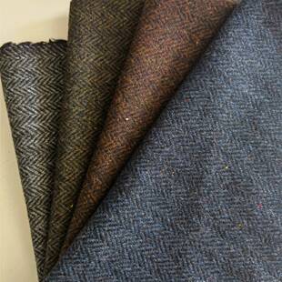 货全毛人字混纹面料现单粗面纺毛呢彩点2.5公分男女外套大衣ALJ面