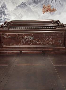 檀木人全实CSL木床中花式榫卯工艺雕大床1米8古典婚床主紫卧虎脚