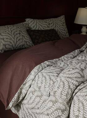 轻奢浮雕大提花美式复古风全棉磨毛四件套色纯10棉ali-94枣红0S秋