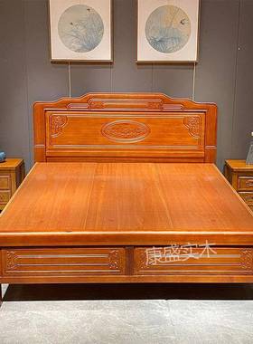 实木床金IBZ花梨.木中式人卧床18m主单人婚床明清古典仿古雕花双