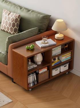 木沙边发侧实边几窄柜小户型客厅可移动柜角几茶带轮几收纳SVE置