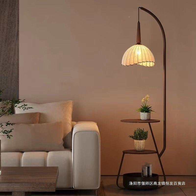 中古风灯落地灯美式OQW复古客厅沙发旁氛围茶几一体两用卧室床头