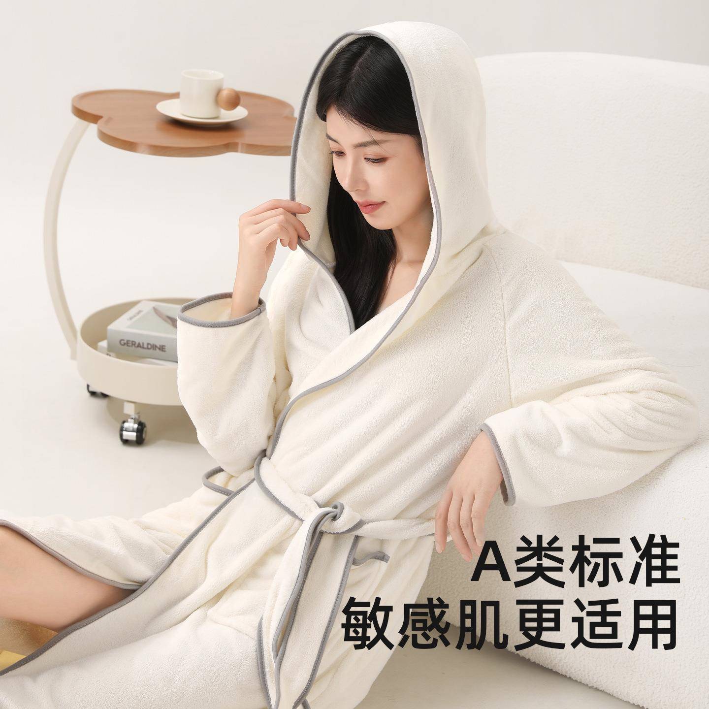 毛毛雨a浴式袍洗澡可裹LIT的冬季帽加厚连浴巾男女款吸水柔软穿亲