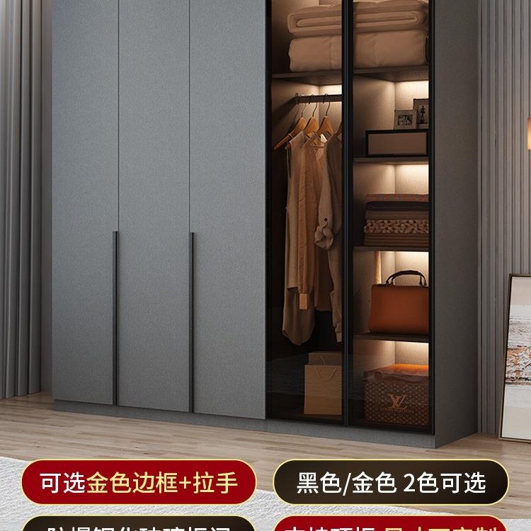 衣柜家用璃卧室租房QZA用轻奢玻门实木简约易组装出轻奢收纳大衣