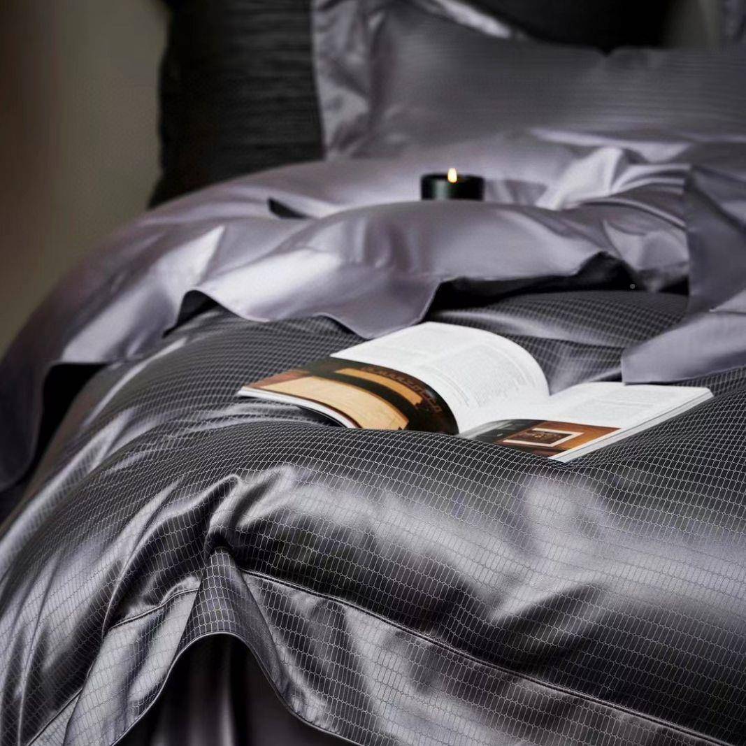 高端真丝棉套房酒店别墅四样板高档轻IAJ奢亲肤秋冬新款4件件套被