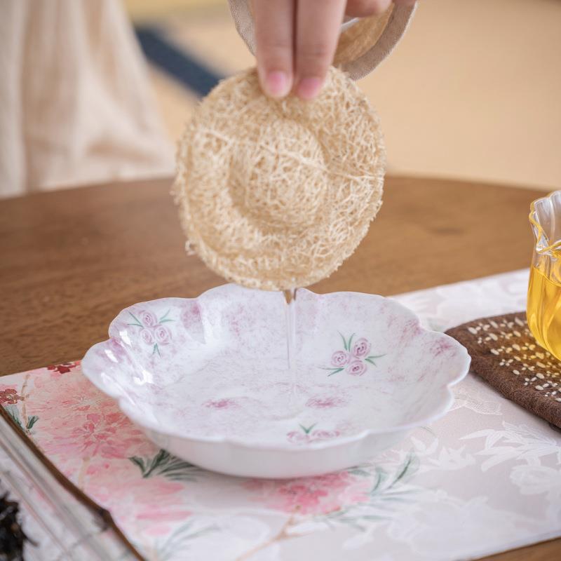 嫩点粉手家绘玫瑰花壶承陶瓷用台干泡托盘茶托小茶台RWS茶具配件