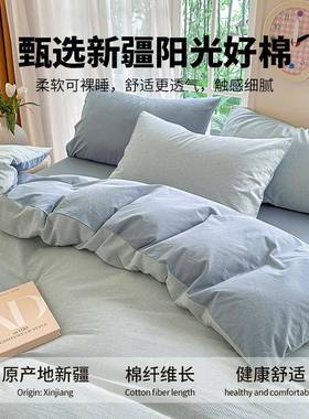 色织棉水被洗棉床四件套纯上床单套罩三件DGG套2025新款