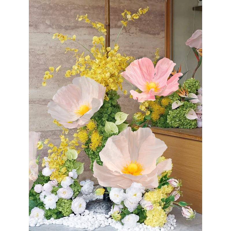 巨墙71型工花朵装饰纸花塑料花商业橱窗氛围置面木框挂饰布纸艺手花