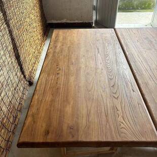 老榆木面板原木OZF大板定制风化桌电旧木板复古脑飘桌窗吧台板实