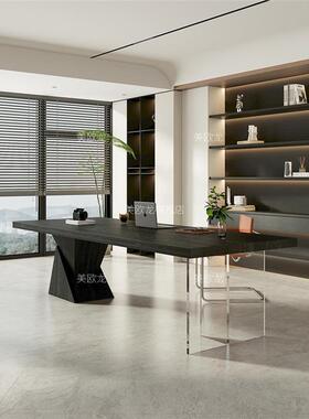 意人式极简实木书电桌ARY轻奢现代黑色学习办桌书房成家用脑桌公