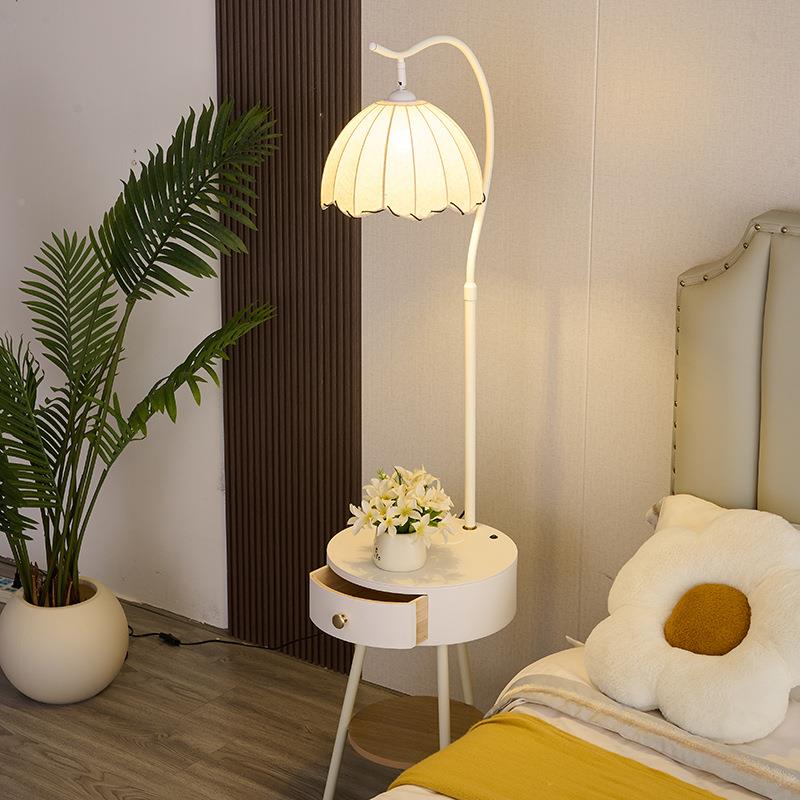 奶油风法式床头柜落地灯室发客厅卧沙架边几茶SLA几装饰置物一体