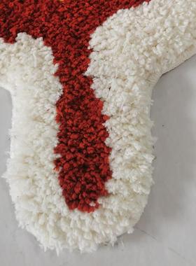 植绒地毯防地床边卧室地毯蝴图蝶案地垫进门蹭土浴室尘吸垫IGR水