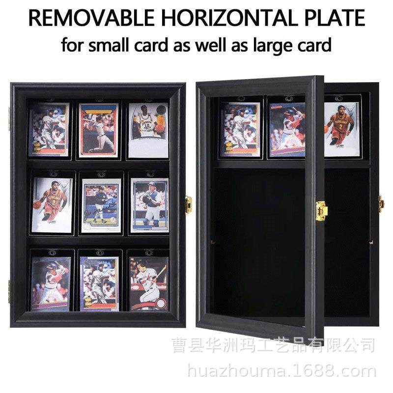 木球星卡片制收纳MLN盒壁墙上相挂式球星卡片存储盒木制卡片展示