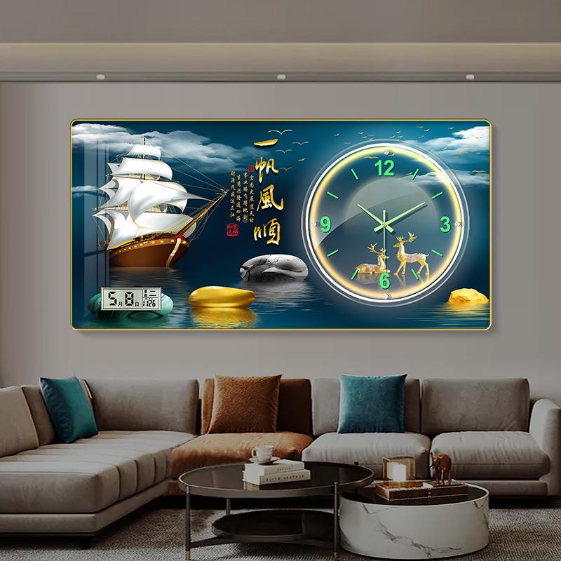 现装代简约饰画挂玄关装饰钟画钟表客厅道走廊过墙画挂钟网EXX红