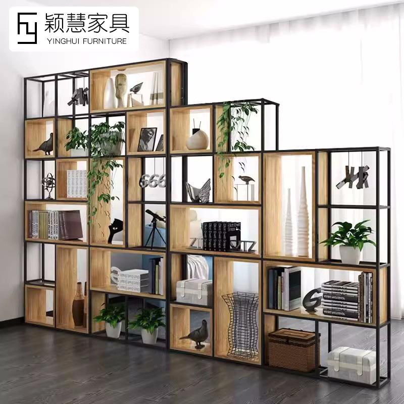 美式VRGO置FT实艺L木展示隔断架客厅铁物架子餐厅多层落地屏风书