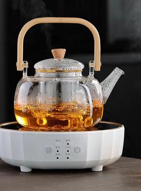玻电陶炉煮茶器烧水壶白蒸汽煮茶一体茶家用75384泡璃茶专老用茶具