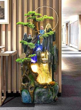 假山流喷鱼池造景观客厅阳RYX台庭院装饰件玄关泉落地风摆水轮水