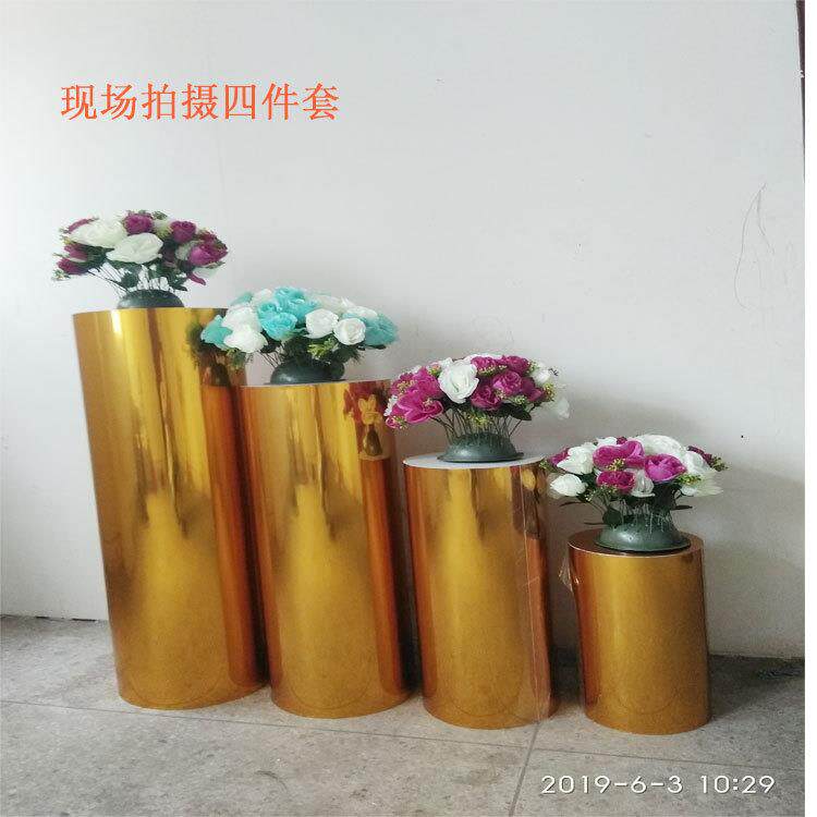 婚庆道具铁RHB艺烤漆场镜面圆柱置甜品台婚礼蛋花架景布镜面甜糕