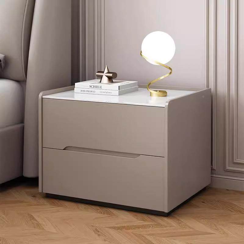 全实储木烤岩板床28279头柜简约现代物柜卧室收纳装柜免安落漆地床边柜