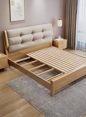 实木床现代简约1.JRT8米软.包双人床型12米经单济型小户出租房人