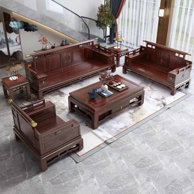 轻木复古缅甸柚沙发奢榫卯工艺环保式59019防潮耐腐蚀纯实木手工