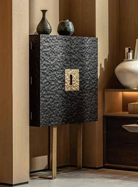 轻奢端13551意实木高创浮计雕酒柜设师别墅大平层客厅家用靠墙储