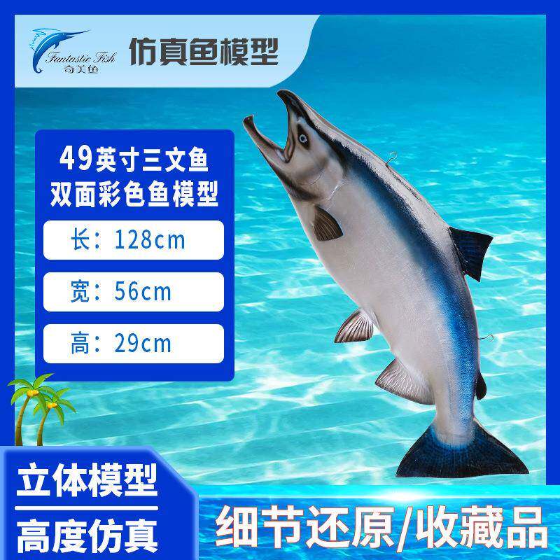 三文BGI鱼立体双面仿鱼海模型玻璃钢雕饰塑室内装洋工艺品墙真壁