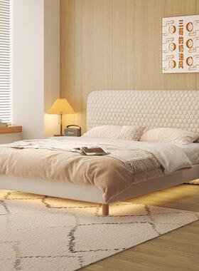 奶油红风悬床现包29471代简约浮轻奢皮床1.8米软床小户型网婚床双