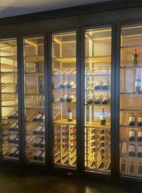 不锈恒温酒柜展钢示柜属玻璃双开门别FUS墅客酒窖酒庄轻奢金厅酒