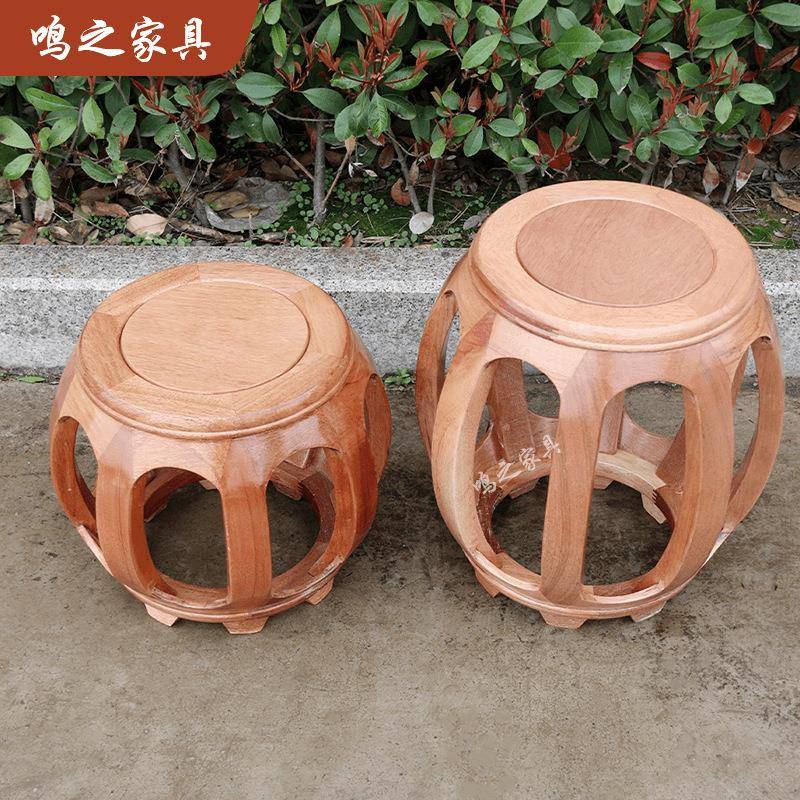 用中式实鼓木凳客厅沙发95茶简几矮凳胡桃色原木约名家宿餐桌圆凳