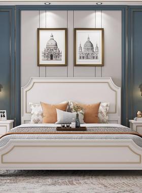 美式轻奢实木卧法式大床1.8床米双人床床欧MDD式白色主婚储物高箱