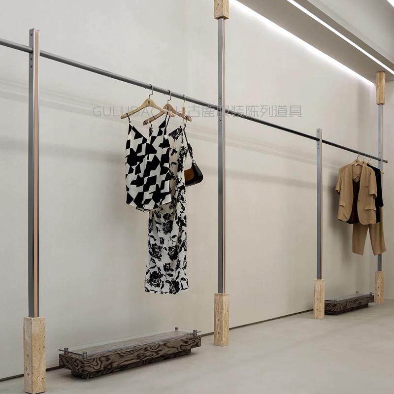 服装店展示架洞石上墙架顶天立地杆壁挂式侧挂衣服挂衣架中岛展架