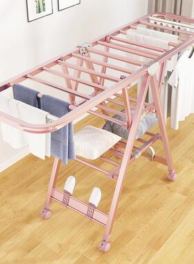 铝金晾架落地折叠卧室内用晒衣杆凉家阳台简合ML-20109易婴儿挂衣