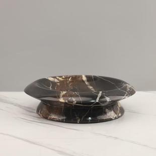 现代轻奢天然大理石圆板形果间盘客厅桌样零餐食糖211果收盘装 饰