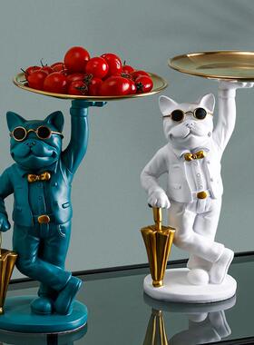 北欧i斗ns风法托盘玄关件钥匙摆水文具收纳可爱斗牛犬ins风AL-640