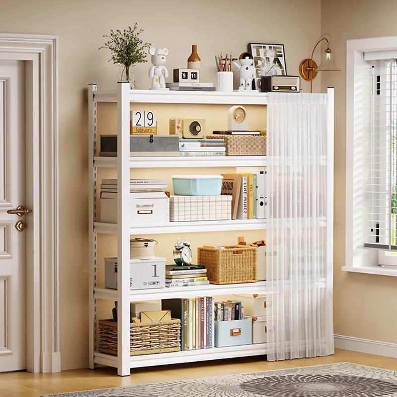 家用货架置物架层落地多阳台收架洞洞铁板书架一体靠墙储物100450