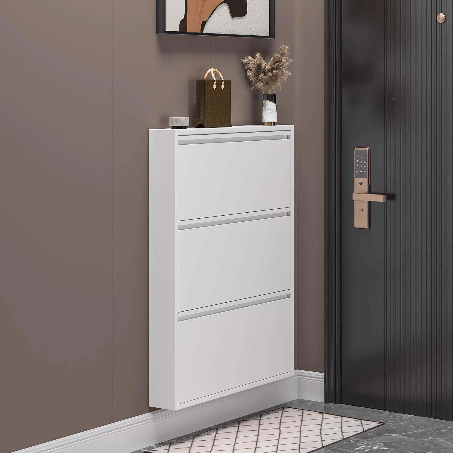 223新XKR2005款1c0m家用门口大容量欧简约金属极窄入户翻斗柜北鞋