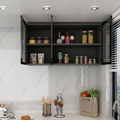 定制厨墙18823房阳台柜浴室卧室玻吊柜壁柜橱柜璃壁墙上储物柜顶