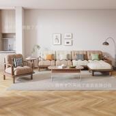 北欧胡全桃木实25518木沙发客厅小户型奶发油式 风云朵沙日简约原