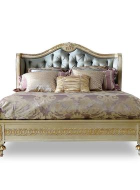 亚历山雕花婚床法式双人床欧家具布艺软包式卧室新古SDF-8756典大