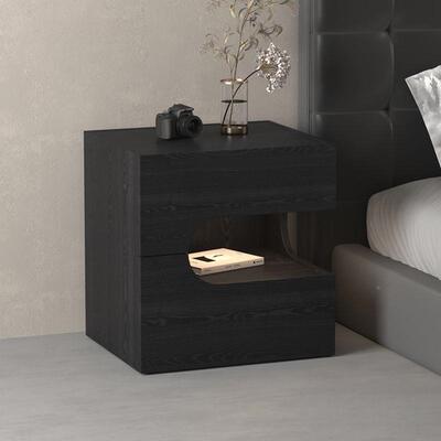 锴引现代家极简简约卧室创用意人造板意XJC式床边柜黑色客厅床头