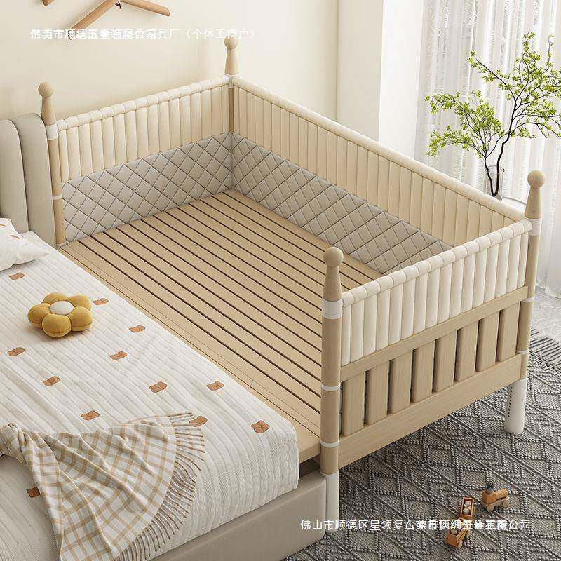 实木拼接床儿童加床卧室护拼接大宽床带栏新生儿小无品牌/床婴儿