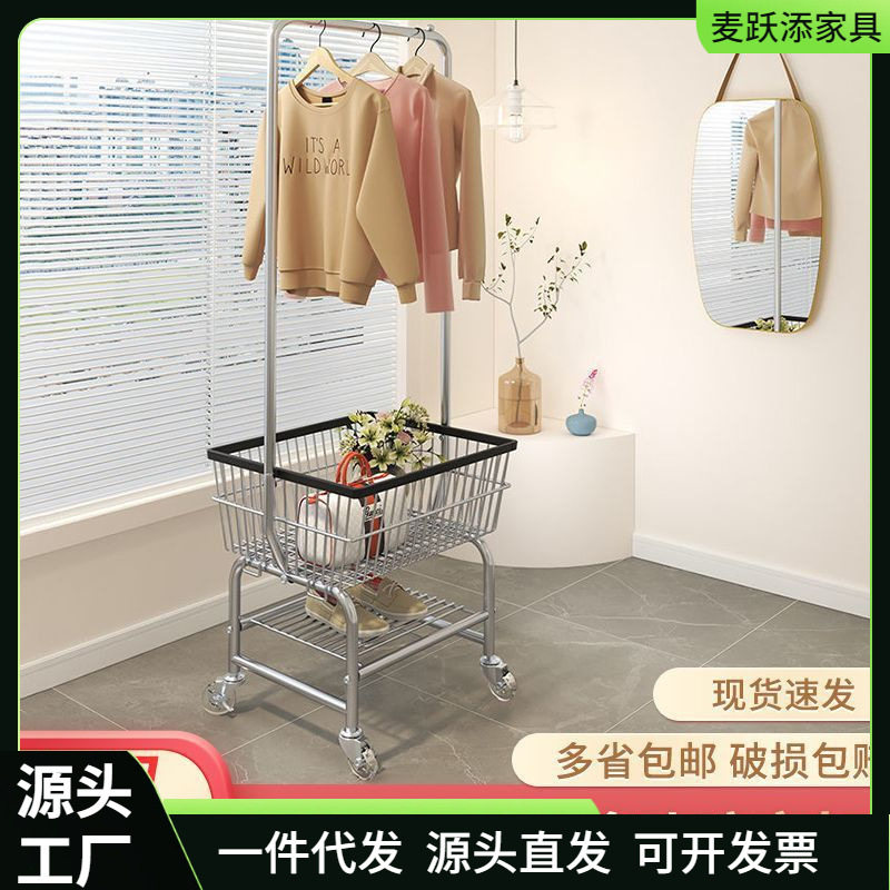 可移动加厚推车落地衣帽架收纳