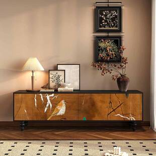 实中古风电视书柜收纳书储物柜一体客木厅卧室3255展示柜仙鹤复古