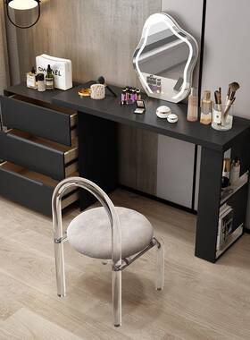 奶NAM油风梳妆台简斗柜一体小户型约室卧妆桌复古风黑色床尾柜化