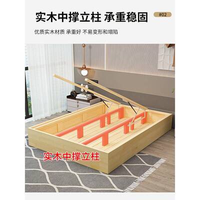 ZQ无床头实木床高储床物床箱KGF体出租房小户型简约定单双人箱1.